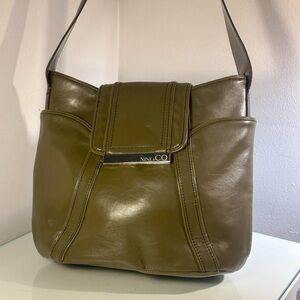 Nine & Co. Olive Green Faux Leather Shoulder Bag